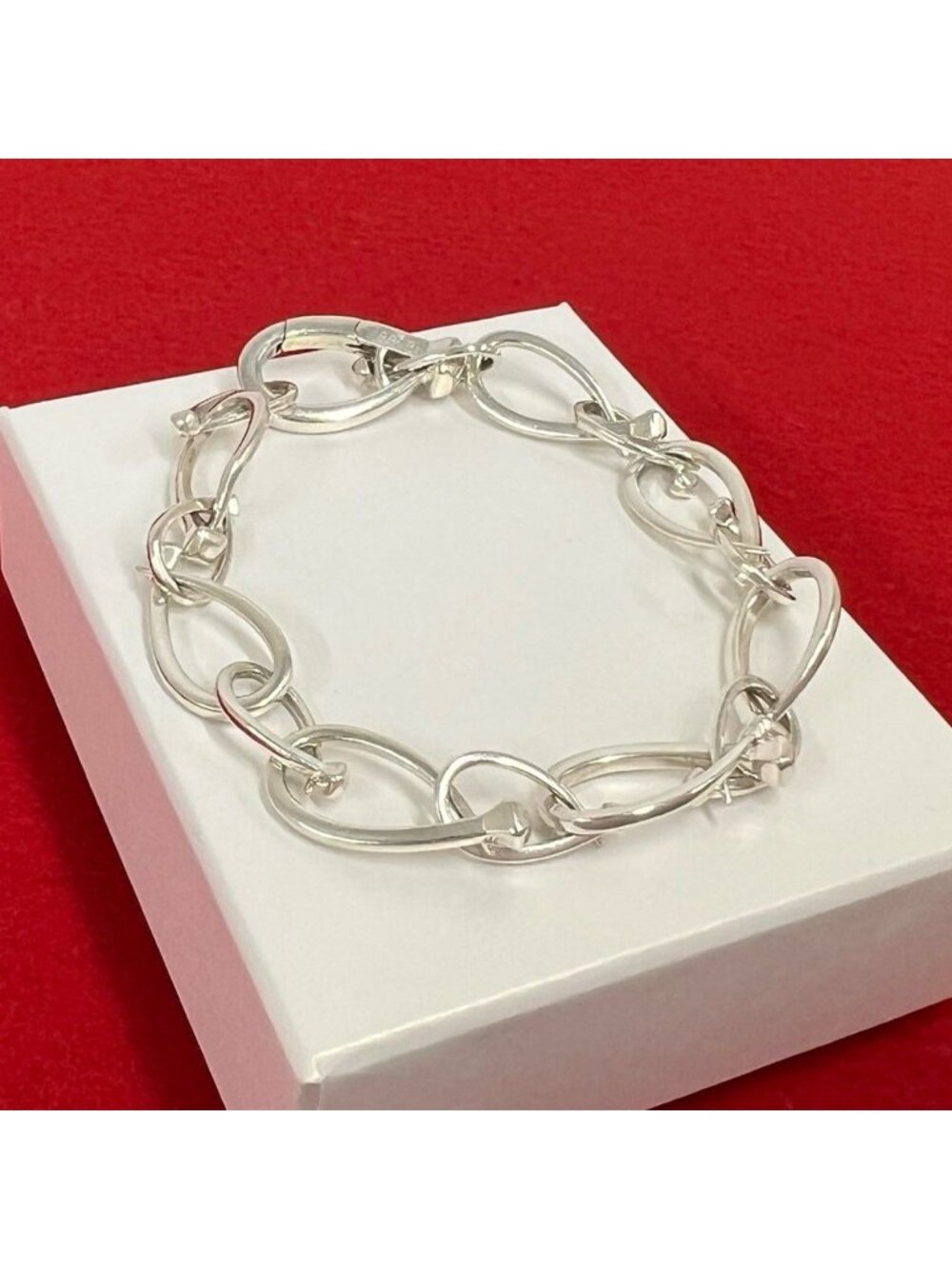 Gucci Vintage Nail Motif Bracelet 925 Sterling Silver Chain